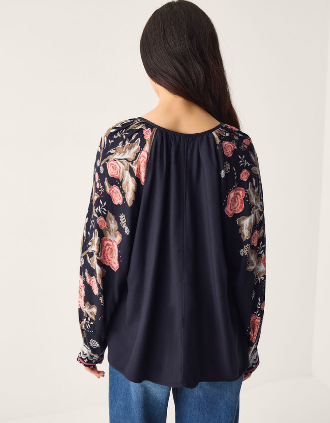 Rosalie V-Neck Floral Print Blouse, Blue (NAVY), large