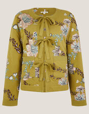 Eliza Floral Quilted Jersey Jacket, Green (CHARTREUSE), large