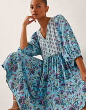 Aine Floral Print Mini Dress, Blue (BLUE), large