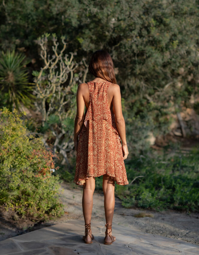 Lyrical Sisters Kaleidoscope Mini Dress, Orange (RUST), large