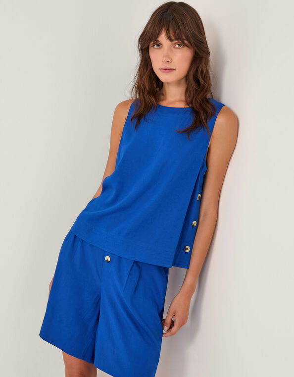 Lucy Linen Blend Tank Top , Blue (COBALT), large