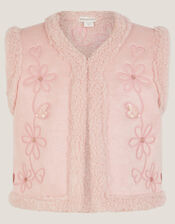 Floral Embellished Suedette Gilet, Pink (PINK), large