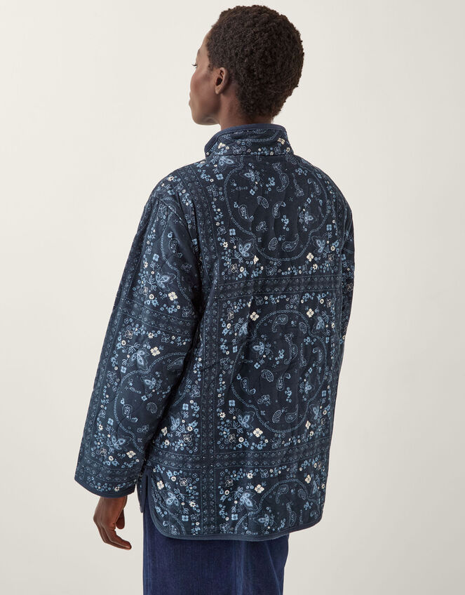Mandy Paisley Print Quilted Corduroy Jacket, Blue (NAVY), large
