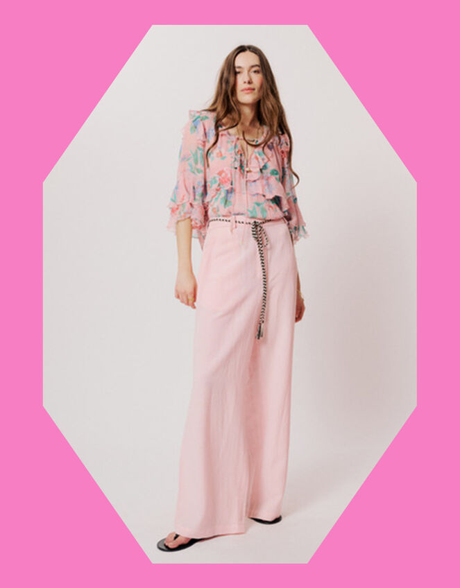 Moliin Linda Floral Ruffle Blouse, Pink (PINK), large