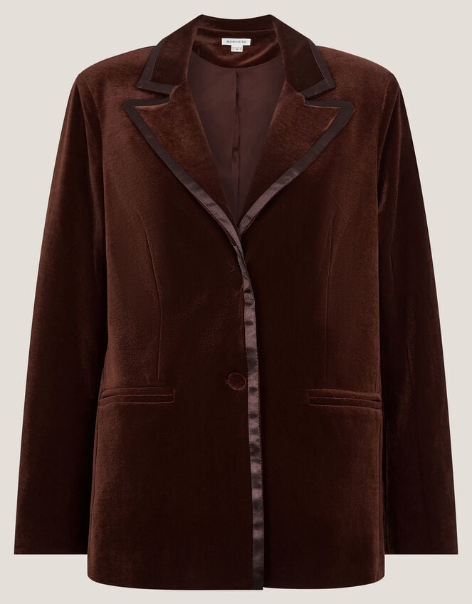 Mila Single Breasted Velvet Blazer, Copper (COPPER), large