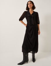 Mae Devore Midi Dress, Black (BLACK), large