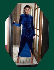 Crās Velvet Dress, Blue (BLUE), large