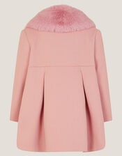 Baby Faux Fur Collar Bow Coat, Pink (PINK), large
