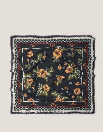 Rosalie Floral Fringe Square Scarf, , large