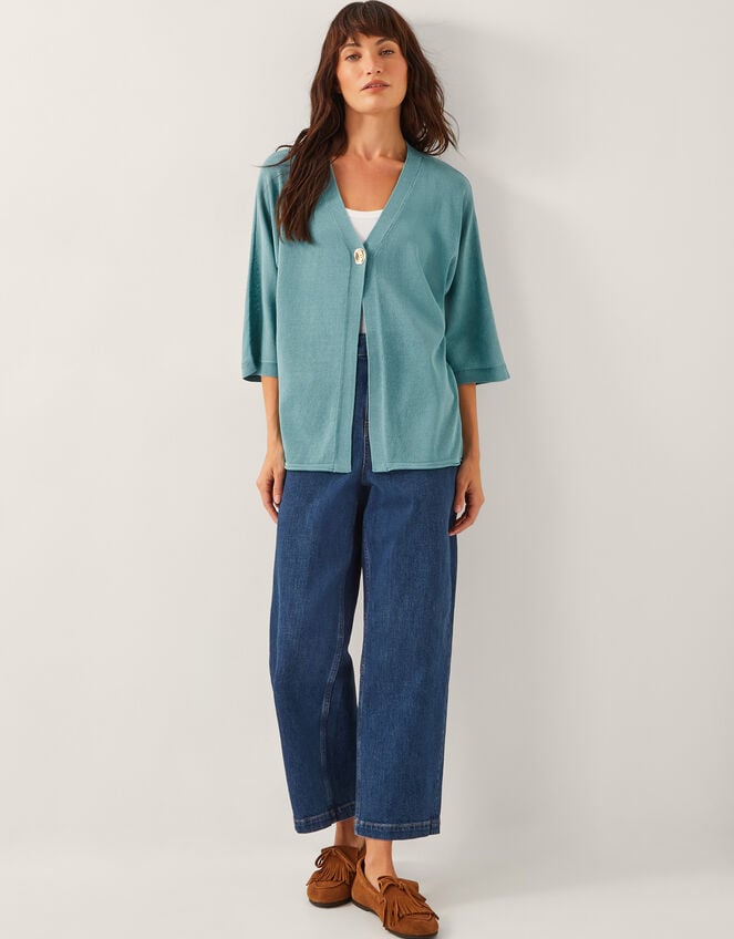 Beth Single Button Cardigan, Green (GREEN), large