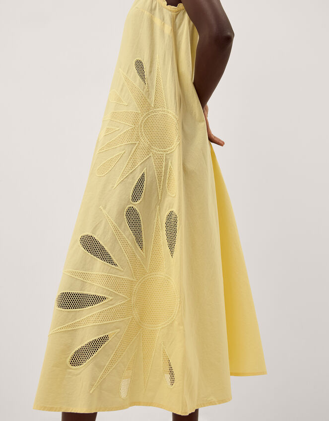 Sunny Sleeveless Scallop Midi Dress, Yellow (YELLOW), large