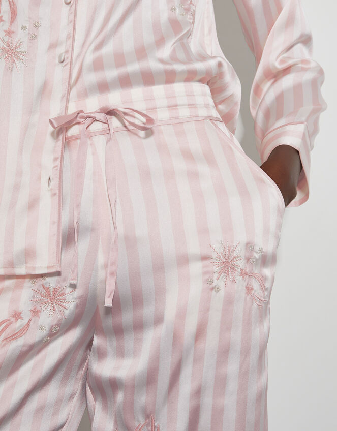 Molly Embroidered Stripe Pyjama Set, Pink (PINK), large