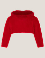 Baby Detachable Collar Fuzzy Cardigan, Red (RED), large
