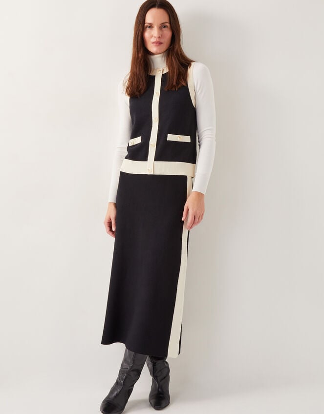 Sala Two Tone Knit Vest, Black (BLACK), large