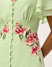 Coraline Floral Embroidered Midi Dress, Green (SAGE), large