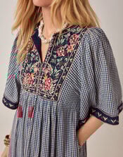 Maison Hotel Augusta Gingham Midi Dress, Blue (BLUE), large