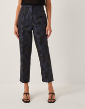 Jayda Floral Jacquard Suit Trousers, Blue (NAVY), large