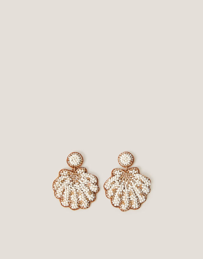 Seashell Beaded Drop Earrings, , large