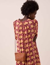 East Zinnia V-Neck Floral Print Midi Dress, Red (BERRY), large