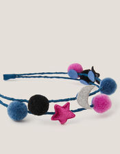 Star & Moon Pom-Pom Headband, , large