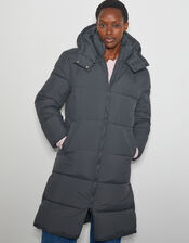 Lissy Long Hooded Puffer Coat, Grey (CHARCOAL), large