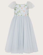 Matteo Embroidered Floral Dress, Blue (BLUE), large