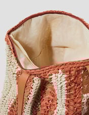Lola Stripe Raffia Crochet Tote Bag, , large