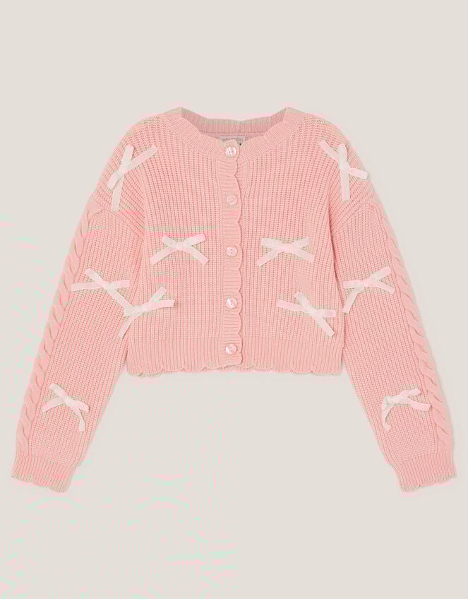 Bow Knit Cardigan, Pink (PINK), large