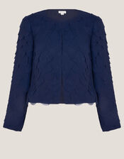 Elora Scalloped Chiffon Jacket, Blue (NAVY), large
