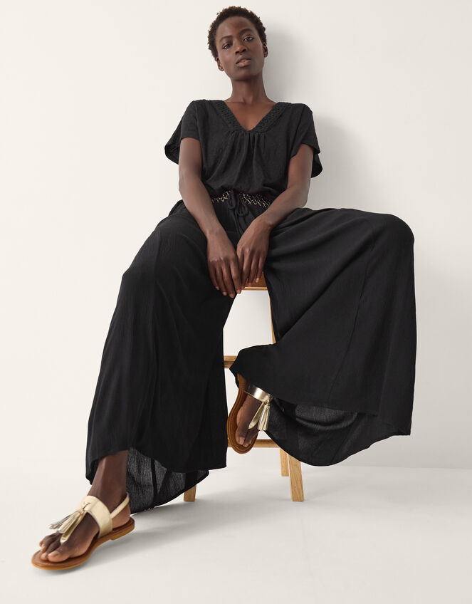 Billie Wide Leg Beach Trousers, Black (BLACK), large