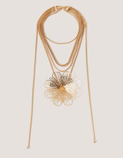 Statement Flower Layered Necklace, , large