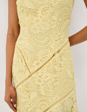 Gianna Sleeveless Lace Midi Dress, Yellow (YELLOW), large