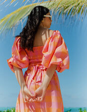 Sundress Violette Puff Sleeve Check Maxi Dress, Pink (PINK), large