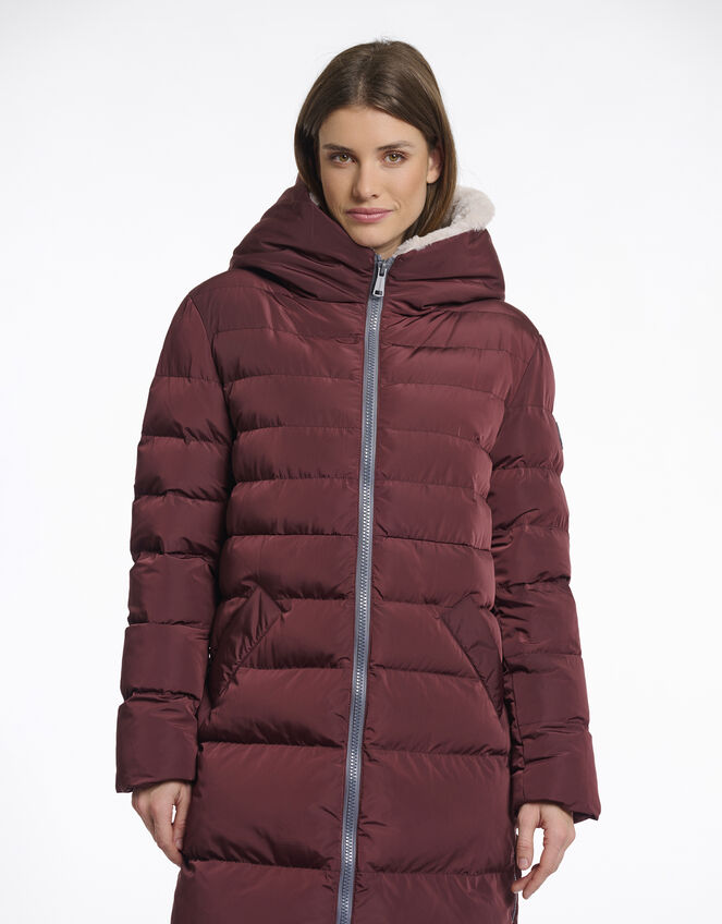 Rino & Pelle Keila Faux Fur Lined Long Puffer Coat, Brown (CHOCOLATE), large