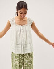 Olivia Lace Trim Top, Ivory (IVORY), large