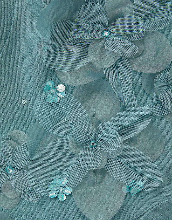 Floral Appliqué Sweatshirt Dress, Green (GREEN), large