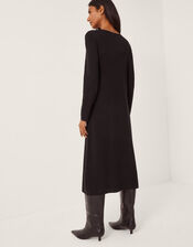 Bee Bow Knit Midi Dress, Black (BLACK), large