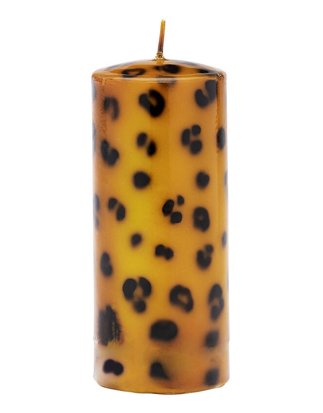 Anna and Nina Large Leopard Print Pillar Candle, , large