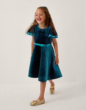 Viola Sequin Velvet Party Dress, Teal (TEAL), large