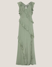 Romy Ruffle Maxi Dress, Green (SAGE), large