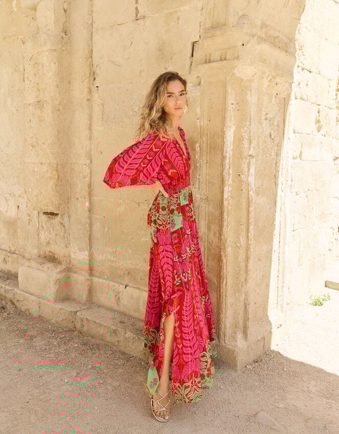 Piti Cuiti Boho Floral Wide Leg Jumpsuit, Pink (PINK), large