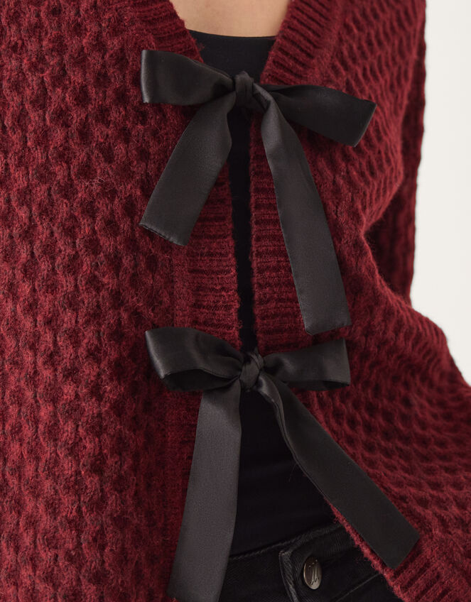 Tina Bow Tie Cardigan, Red (BERRY), large