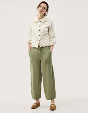 Megan Cropped Barrel Trousers, Green (KHAKI), large