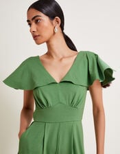 Ronda Ruffle Jersey Jumpsuit, Green (GREEN), large