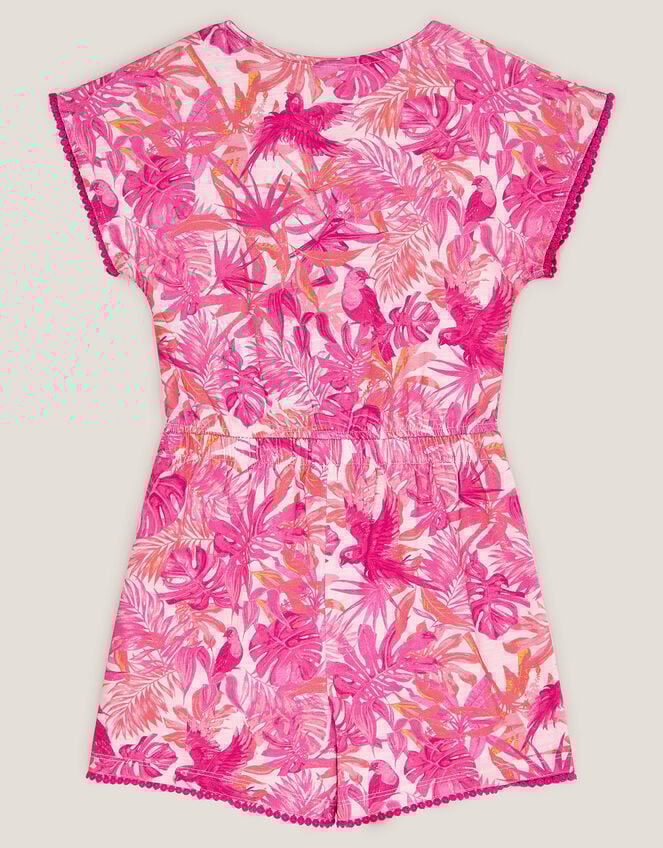 Birds Of Paradise Short Sleeve Playsuit, Pink (PINK), large