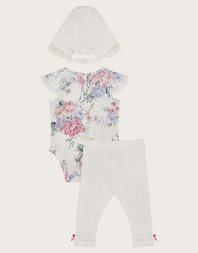 3-Piece Newborn Floral Pointelle Set, Ivory (IVORY), large