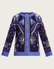Elsie Print Cardigan, Blue (BLUE), large