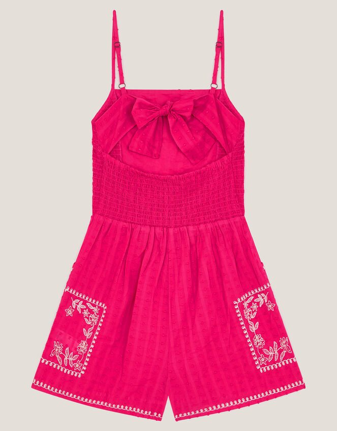 Floral Print Embroidered Playsuit, Pink (PINK), large