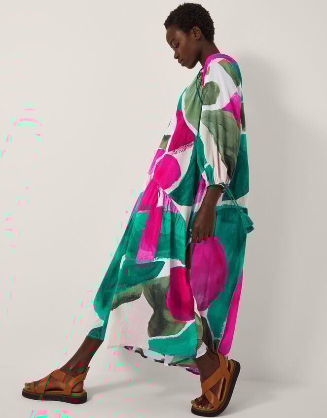 Miley Colour Block Midi Dress, Green (GREEN), large