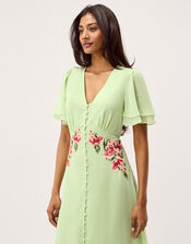 Coraline Floral Embroidered Midi Dress, Green (SAGE), large